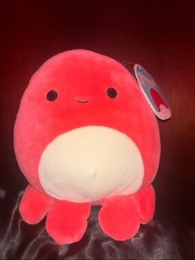 Squishmallows Pink-Red Plush Octopus with White Belly